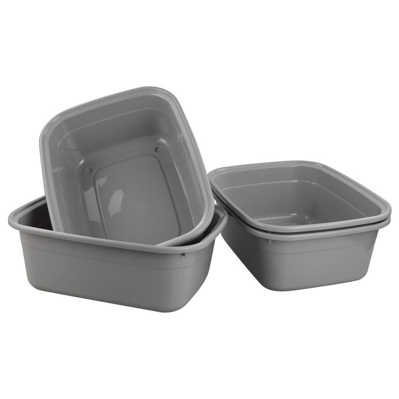 Teyyvn Plastic 14 Quart Dish Pan, Pack for 4 Plastic Rectangular Wash Basin - Image 2